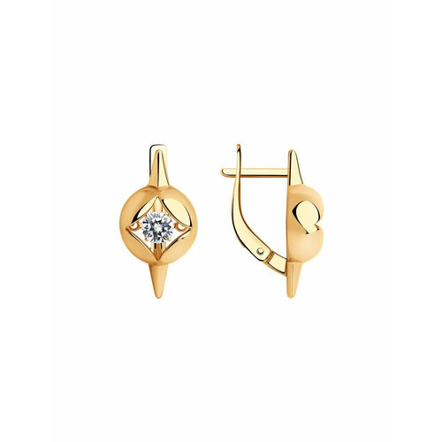 Серьги danaya, серебро, 925 проба, золочение, фианит, золотой