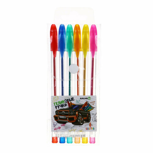 GALYGIN Набор ручек гелевых 6 цветов с глиттером, 