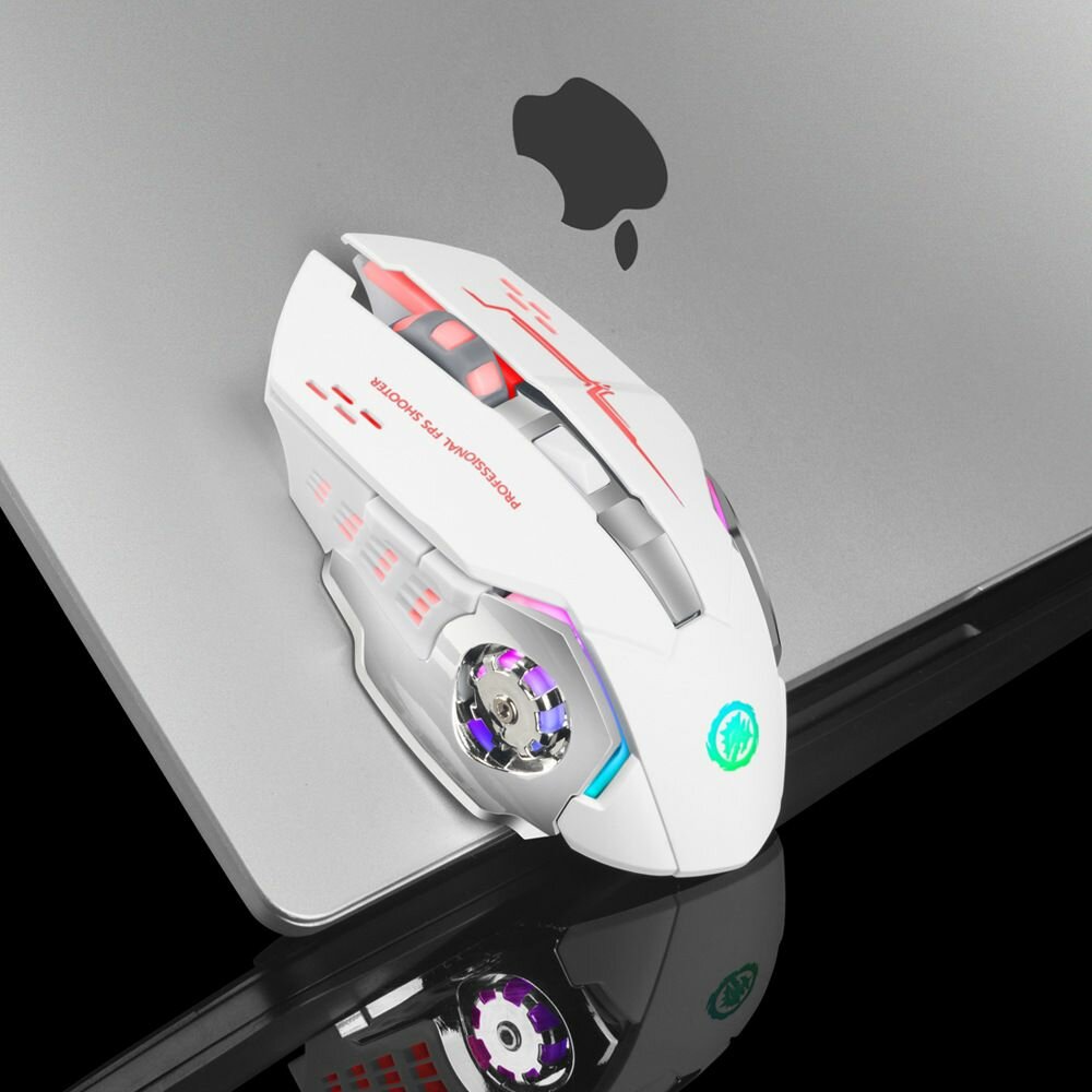 Механическая беспроводная мышь Great Choice, бесшумная, игровая, Bluetooth 5.1 и 2.4 с подсветкой RGB, белый