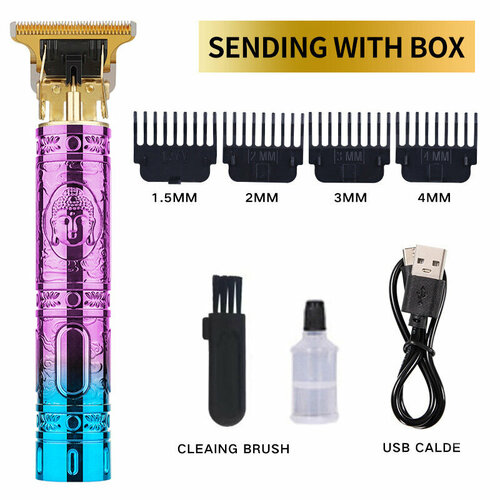 Профессиональная электрическая машинка для стрижки волос и бритья головы Градиентный дизайн Фиолетово-Зеленая ABS корпус 498₽