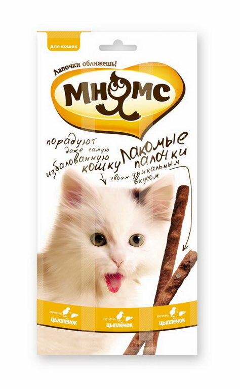 Мнямс Pro Pet Лакомые палочки с цыпленком и печенью д/кошек 13,5см 3*5г