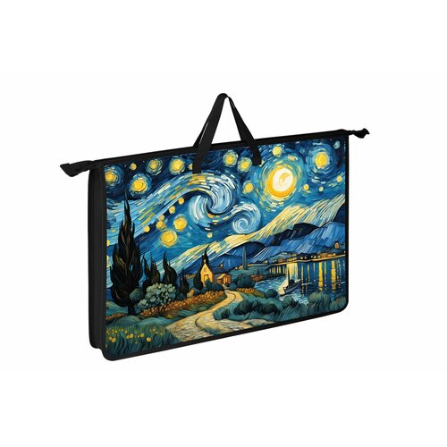 Папка дтруда с ручкой А3 АРТформат лунная ночь пластик полиэстер 466х335х50 мм синий универс 248230 952₽