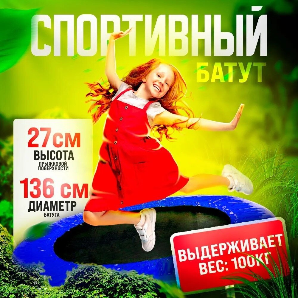 фото Батут спортивный TAKARA LN-2400-54, цвет: синий, диаметр 136 см