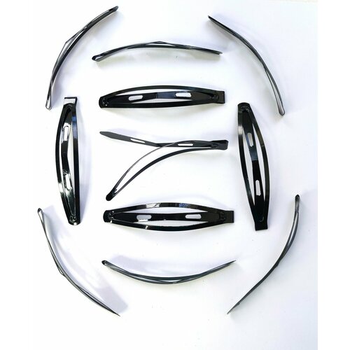 Черные заколки Клик-клак плоские для волос \ набор 12 шт \ аксессуары для волос