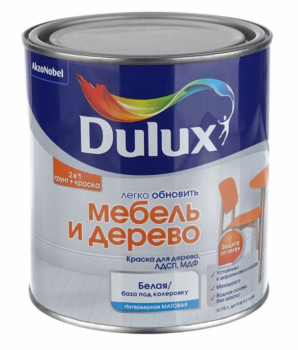 фото Эмаль для мебели и дерева акриловая Dulux Легко Обновить белая 2 л