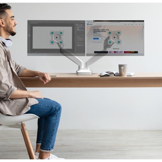 Кронштейн Onkron G160 для двух LCD телевизоров и мониторов 13"-32", белый — фото 1