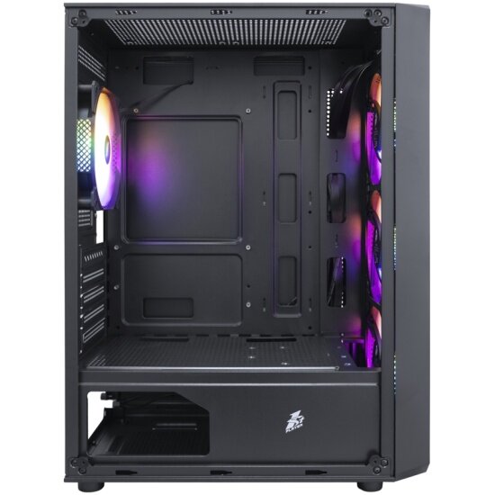Корпус 1STPLAYER FD3-M FD3-M-BK-4F1, Mini-Tower, боковое стекло, черный — фото 1