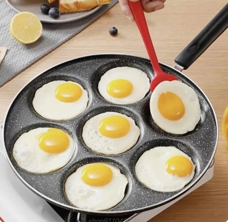 Антипригарная сковородка, сковородка для жарки яиц, оладий, прочная антипригарная сковородка, сковородка с отверстиями, 7 стаканчиков, сковородка для приготовления яиц