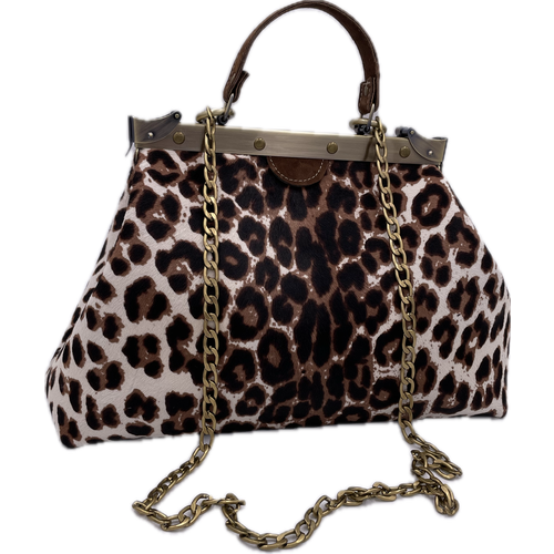 Сумка саквояж Королевство Птички Бабочки фактура бархатистая белый леопард 27500₽