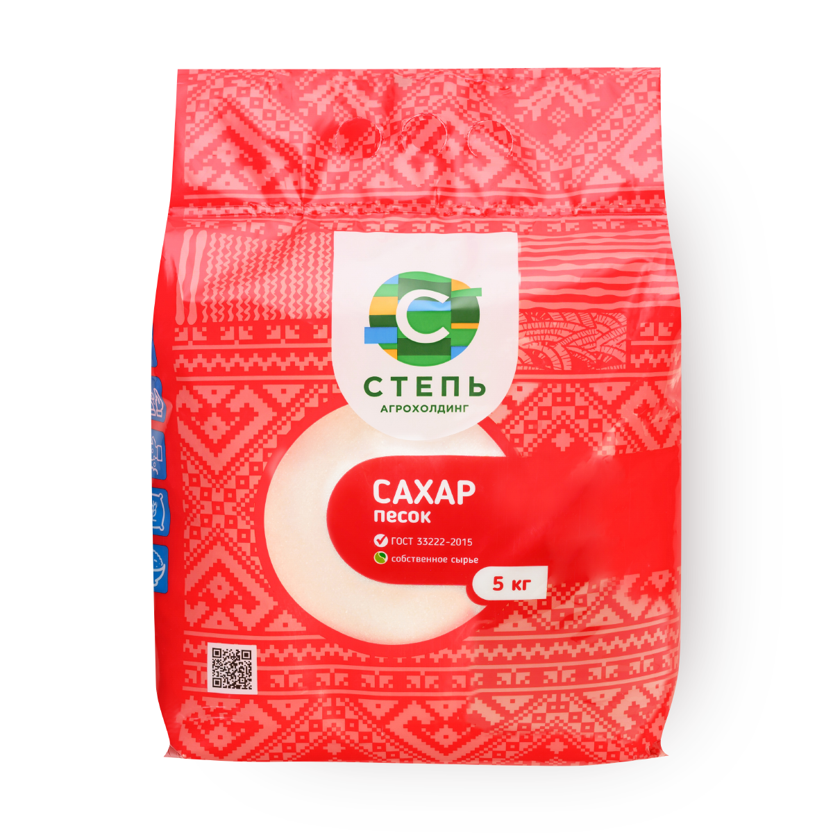 Сахар Агрохолдинг Степь, гранулированный, белый, пакет, 5 кг