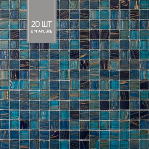 Изображение товара Elada Mosaic Плитка мозаика HK-21 синий микс, коробка, 20 шт, 2,14 м2, 32.7 см x 32.7 см, размер чипа: 20x20 м
