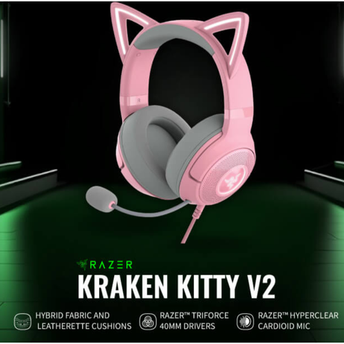 Игровая гарнитура Razer Kraken Kitty V2 Quartz Ed pink розовый RZ04-04730200-R3M1 11900₽