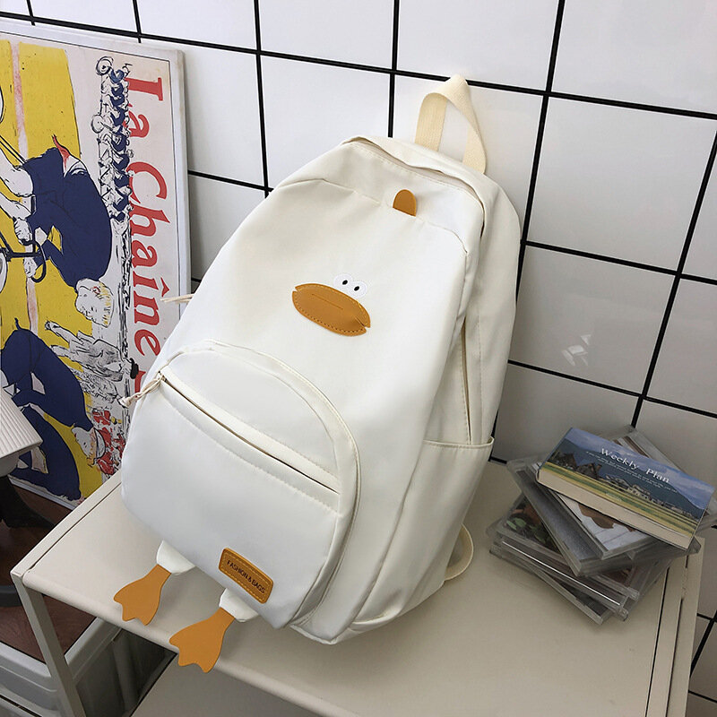 Рюкзак "Утка для отдыха", школьный, белый