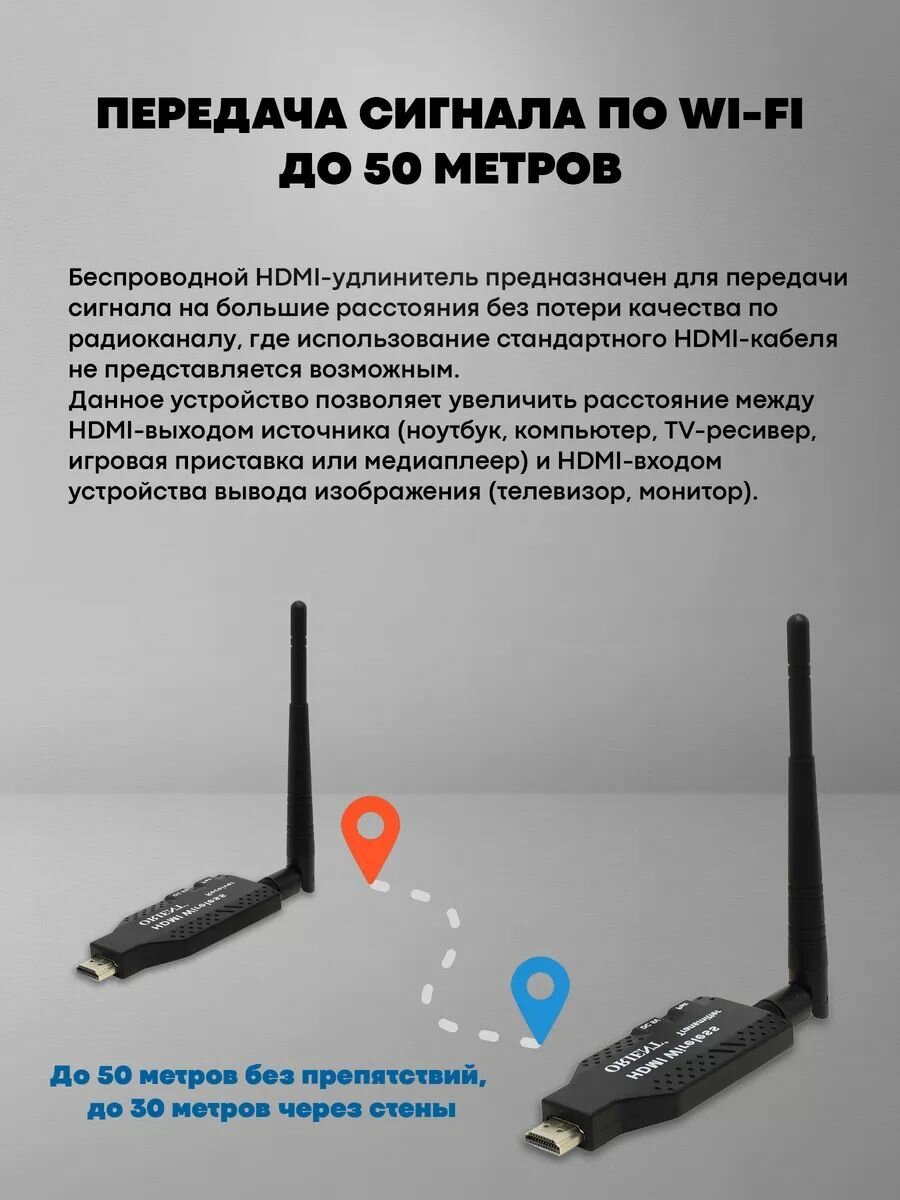 WIFI HDMI-удлинитель extender до 50 м, 1080p/60Hz (ORIENT VE056) — фото 1