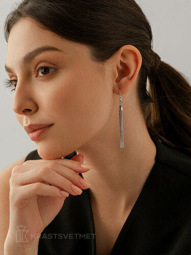 Изображение товара Серьги цепочки, с подвесками, серебро, 925 проба, родирование