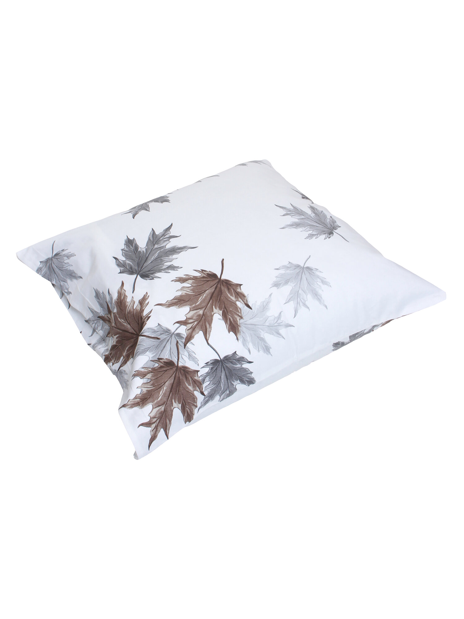 Белая (с узором листьев) наволочка супер-сатин, с клапаном, мягкая, без катышков, 1 шт, 60x60 см — фото 1