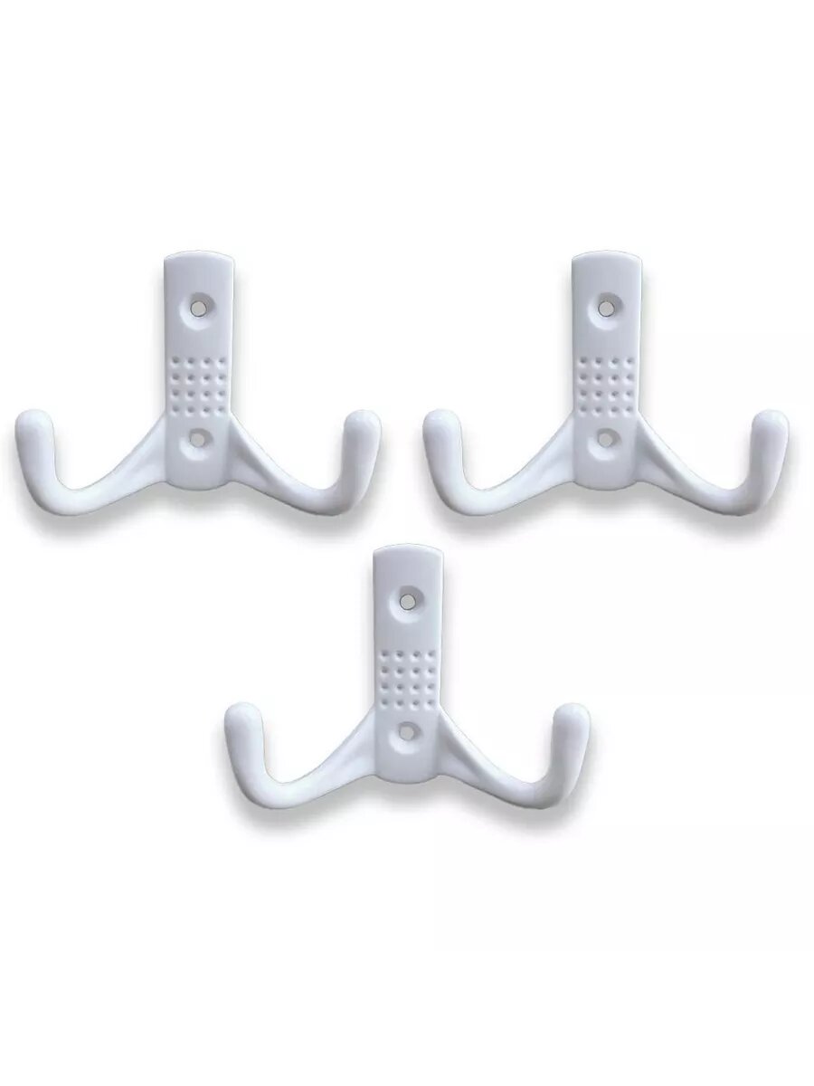 Крючок-вешалка мебельный № 77 ( 3 штуки) белый пластик