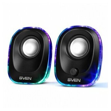 Компьютерная акустика 2.0 Sven 330 SV-014001 чёрный, USB, 2x2,5 Вт (RMS), подсветка