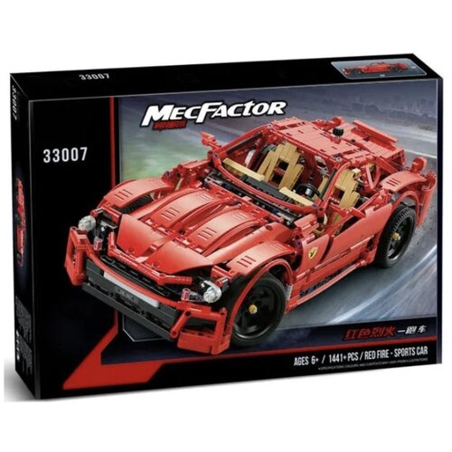 Конструктор пластиковый MecFactor Красная спортивная машина Ferraril 330071441 деталей