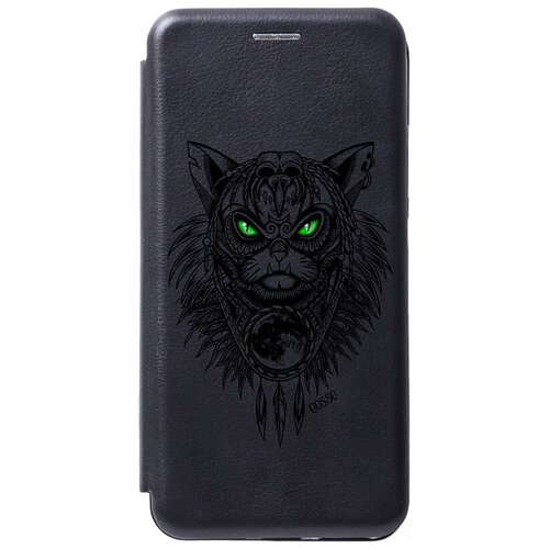 Чехол-книжка на Samsung Galaxy A33 5G, Самсунг А33 5Г с 3D принтом Shaman Cat черный чехол книжка на samsung galaxy a33 5g самсунг а33 5г с 3d принтом disgruntled cat золотистый