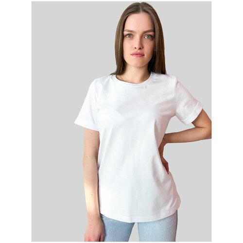 MilMish Белая футболка женская оверсайз удлиненная (XL (50), 4601111030205)