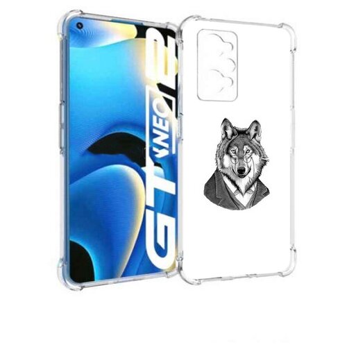 Чехол задняя-панель-накладка-бампер MyPads волк в пиджаке для Realme GT Neo2 противоударный