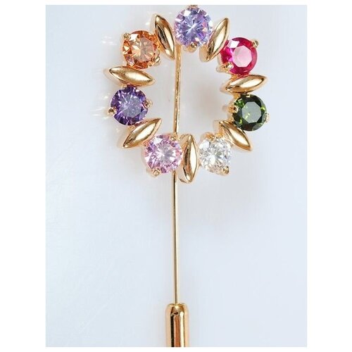 Брошь Lotus Jewelry, фианит, мультиколор