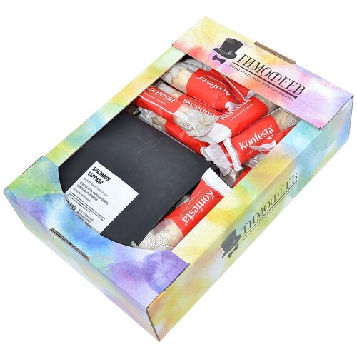 Набор вкусных конфет с кокосовой начинкой+ зерновой кофе Бразилия Серрадо в подарочной коробке, Тимофеев ко, 750 гр