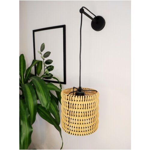 Настенный светильник, бра S4074-1А из полиротанга, бежевый, Е27, 60 Вт