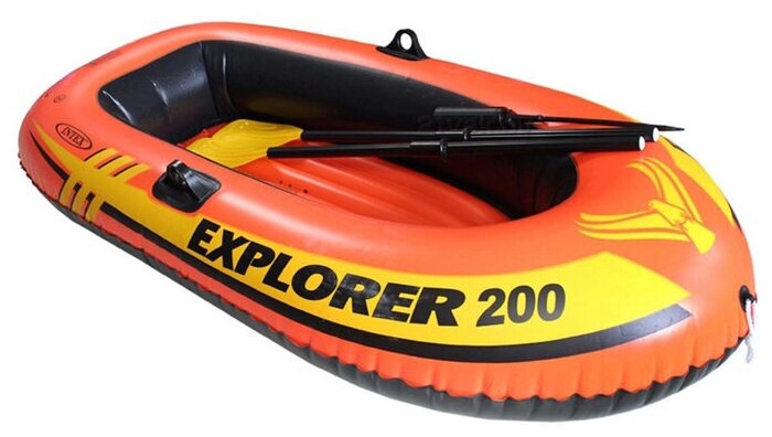 Лодка Explorer Pro 200, 2 местая, 196 х 102 х 33 см, вёсла, насос, от 6 лет, до 120 кг, 58357NP INTEX