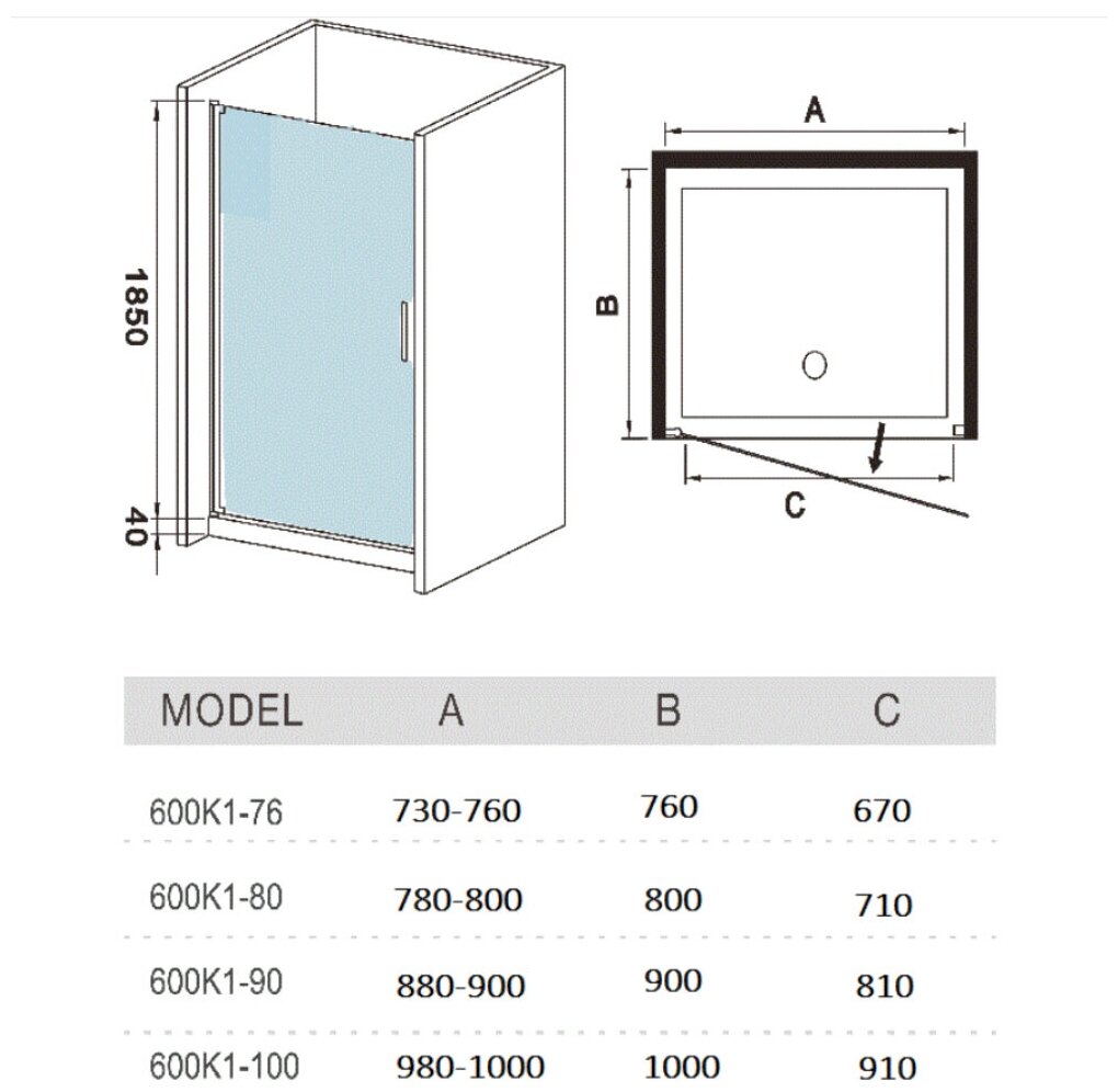 Душевые двери WeltWasser WW600 600K1-80