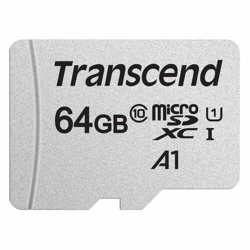 Карта памяти microSDXC UHS-I U1 Transcend 64 ГБ, 100 МБ/с, Class 10, TS64GUSD300S, 1 шт, без адаптера