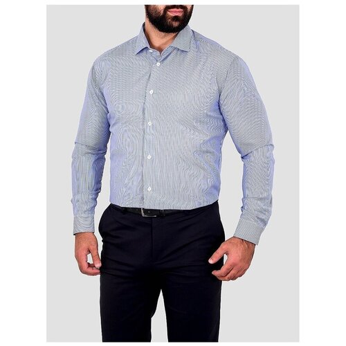 фото Рубашка мужская длинный рукав greg 121/139/1033/z/1_gb, полуприталенный силуэт / regular fit, цвет голубой, рост 174-184, размер ворота 39