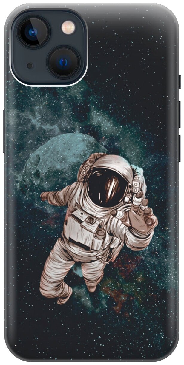 Силиконовый чехол на Apple iPhone 13 / Эпл Айфон 13 с рисунком "Космонавт"
