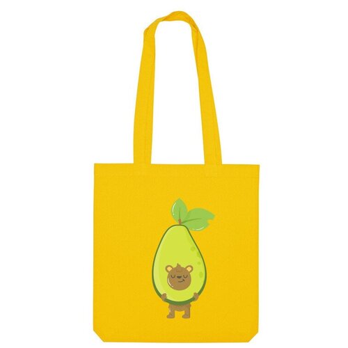 сумка мишка в авокадо зеленое яблоко Сумка шоппер Us Basic, желтый