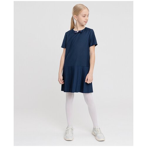 Платье с плиссированной юбкой синее Button Blue для девочек, модель 222BBGS25031000, размер 158