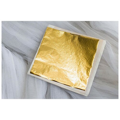 Поталь супер глянцевая зеркальная Сусальное золото №5, пачка 100 листов, 80х85 мм, 23KARAT