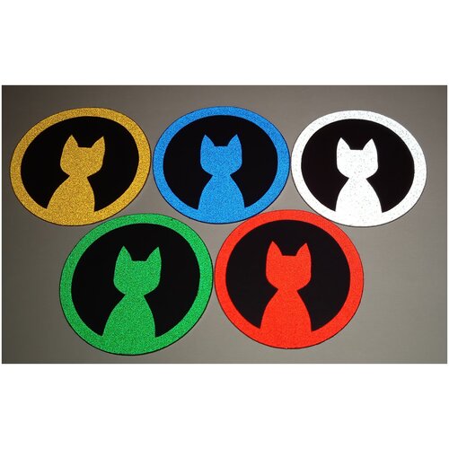 Светоотражающая наклейка на автомобиль, самокат, велосипед, телефон, ноутбук Кот в круге Большой 2