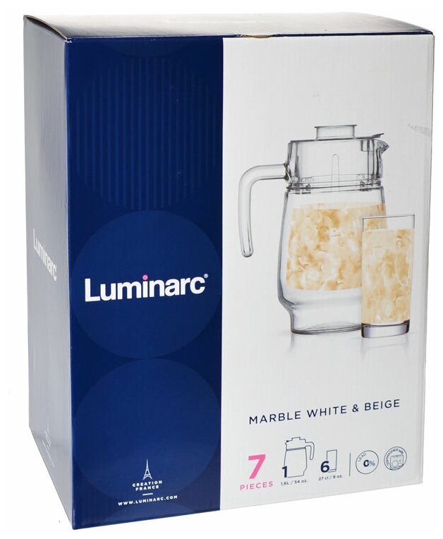 Набор питьевой Luminarc Marble White & beige 7 предметов - фото №6