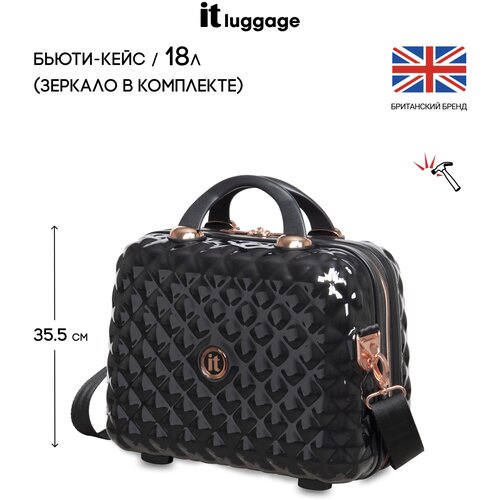 фото Бьюти-кейс it luggage на молнии, 28.5х35.5х18 см, плечевой ремень, жесткое дно, черный