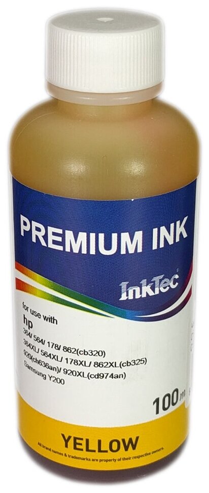 Чернила InkTec H7064-100my желтые водорастворимые для картриджей HP: 178, 920, 901, 121, 21, 28, 57, 134, 135, 136 и GT принтеров 100мл