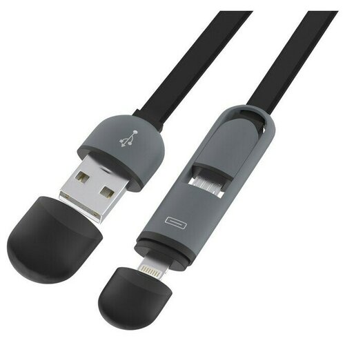 Кабель USB - microUSB/Lightning, 1м, Ritmix Black (RCC-200) кабель usb ritmix rcc 428 1м