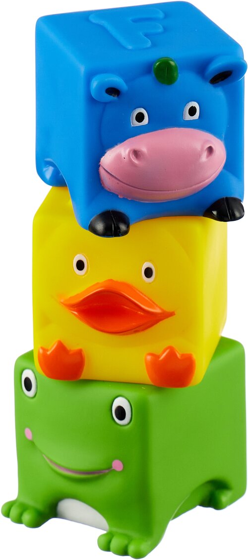 Игрушка для ванной Играем вместе 3 кубика (LNX27-28-32), зеленый/желтый/голубой