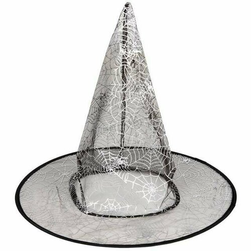 фото Детская шляпа ведьмы с серебрянной паутиной вкостюме