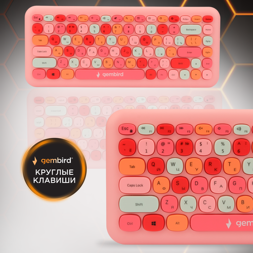 Беспроводная клавиатура Gembird KBW-5, компактная, розовый клавиатура беспроводная gembird kbw g500l механ bt 5 0 2 4ггц перекл ли outemu blue 68 кл rainbow