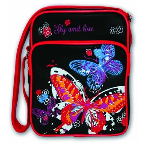 фото Сумка подростковая арт.32742 красивая бабочка (21*27*9см, иск.кожа, запечатка, уплотненый плечевой р феникс+