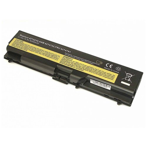 Аккумулятор (Батарея) для ноутбука Lenovo ThinkPad T410 (42T4235) 10.8V 5200 mAh REPLACEMENT черная аккумулятор батарея для ноутбука lenovo thinkpad t410 42t4235 10 8v 5200 mah replacement черная