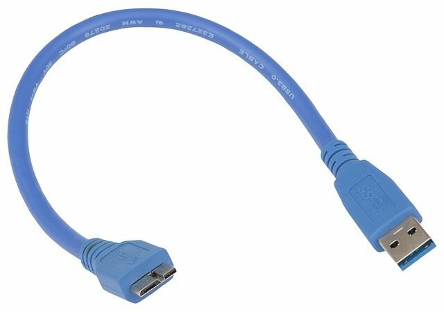 Кабель интерфейсный USB 3.0 Cablexpert CCP-mUSB3-AMBM-1 30 см, экран, синий, пакет Gembird - фото №6