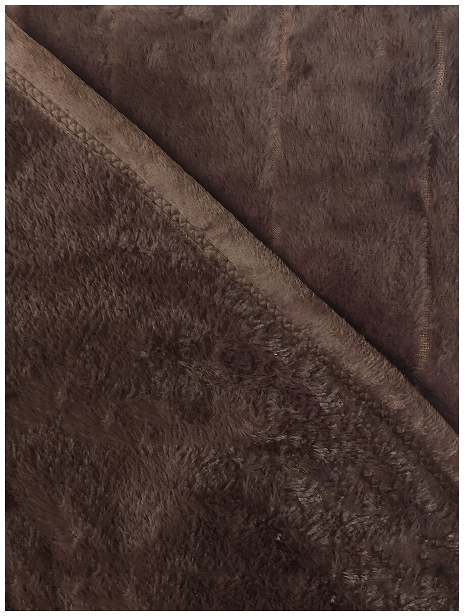 Плед меховой 200х220 коричневый норка 2-спальный плед на кровать диван в спальню гостиную детскую теплый мягкий пушистый евро - фотография № 3