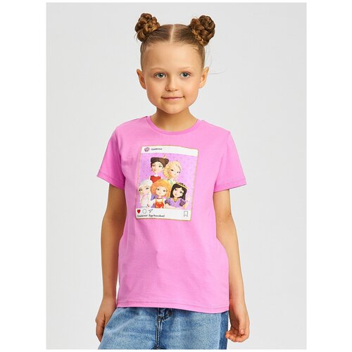 фото Футболка для девочки с принтом из мультфильма царевны, winkiki ts03106 розовый 104 размер
